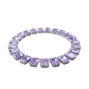 swarovski millenia necklace  octagon cut crystals  purple  rhodium plated